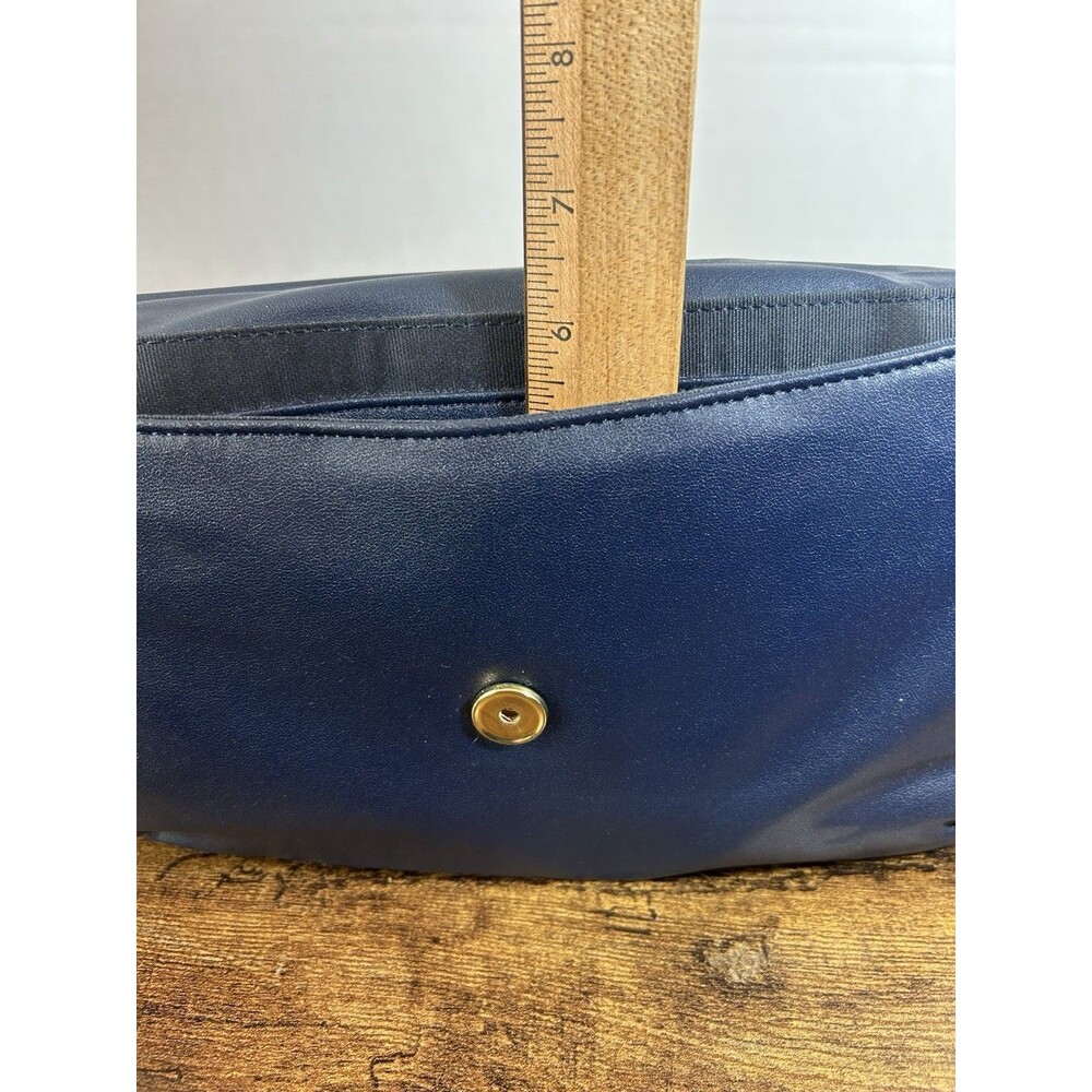 Vintage Navy Blue Shoulder Bag Clutch Purse Korea Snap Closure Retro Handbag Mod - Picture 13 of 14